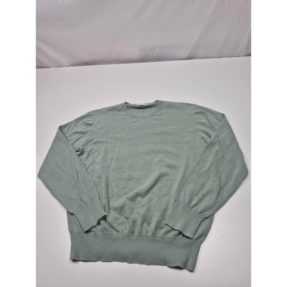 Spier & Mackay Sweater Mens XL Green Linen Cotton Crewneck Lightweight Knit
